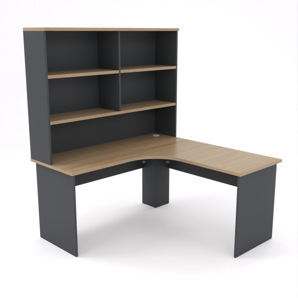 Eko Corner Desk - with Bookshelf Hutch